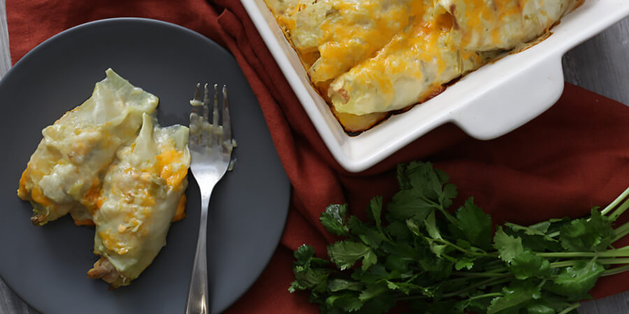 Keto Chicken Enchiladas with Green Chile Sauce