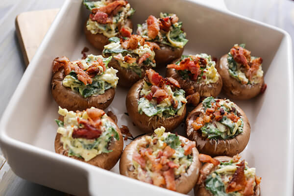 Keto Cheese and Bacon Stuffed Mushrooms