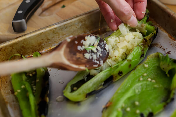 Keto Cilantro Lime Shrimp Stuffed Poblano Peppers