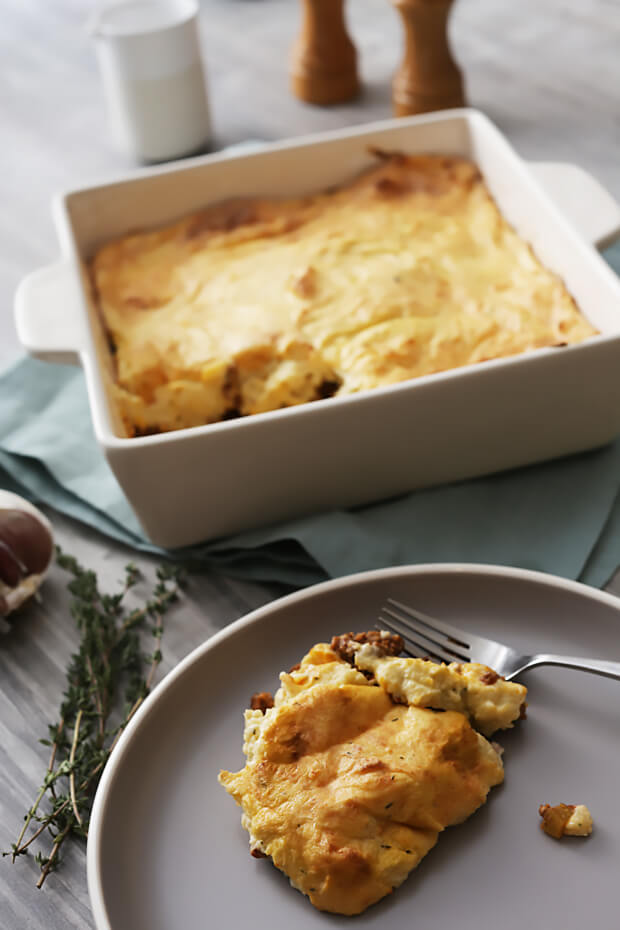 Serving of keto shepards pie on a plate.