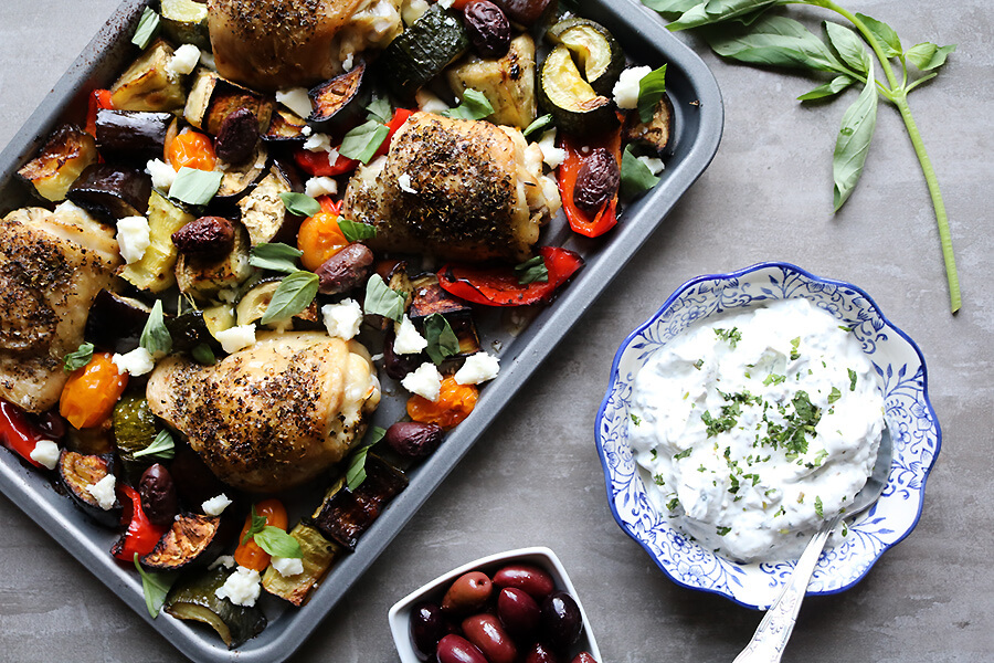 Greek Chicken with Mint Yogurt Dip