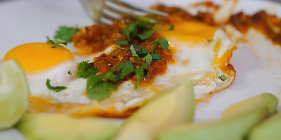 Huevos Rancheros on a plate.