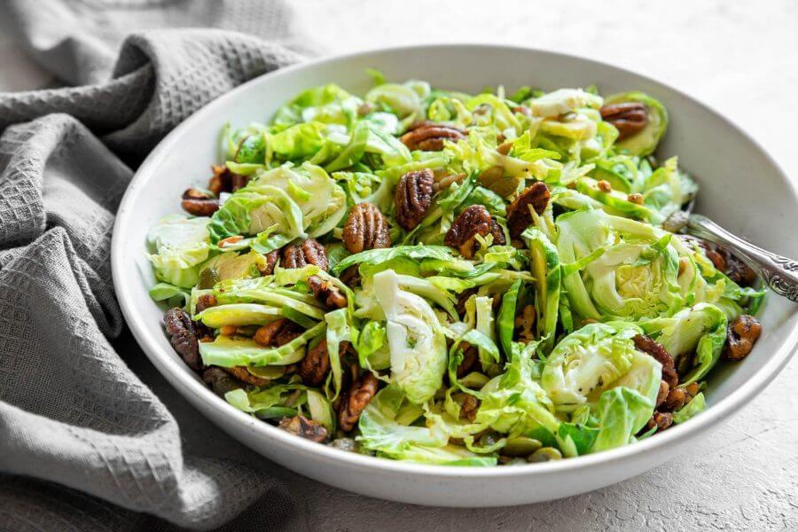 Crispy Brussel Sprout Salad with Lemon Dressing