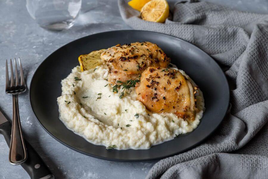 Keto Lemon Chicken with Cauliflower Mash