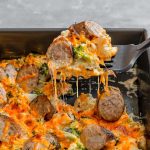 Broccoli and Cauliflower Gratin with Sausage Featured