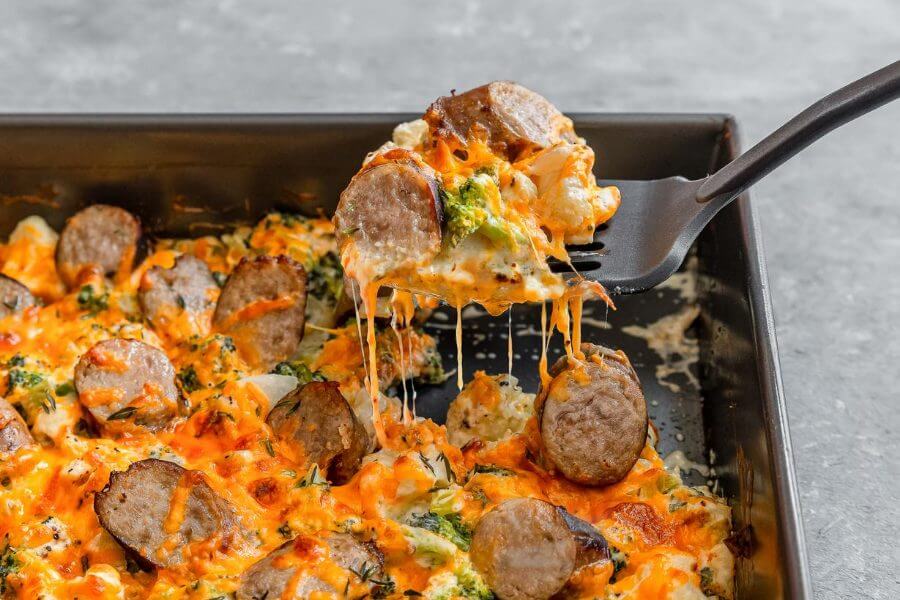 Sausage Broccoli Cauliflower Gratin