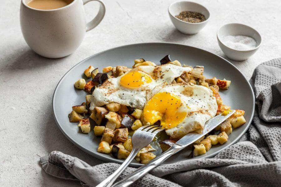 Keto Eggplant Hash with Eggs