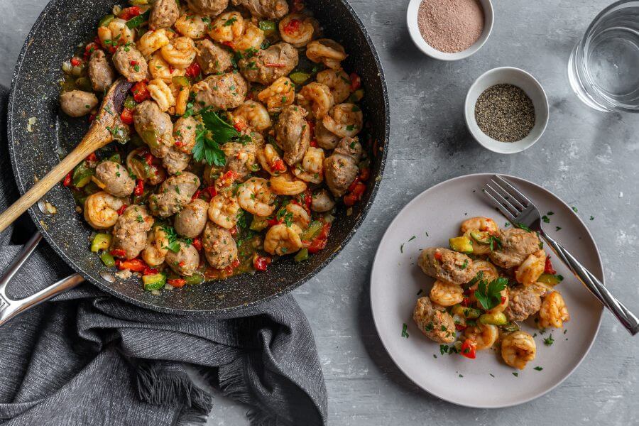 Keto Shrimp and Sausage Skillet