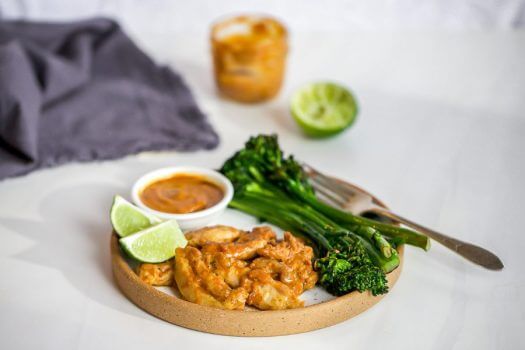 Chicken Satay with Broccolini Featured