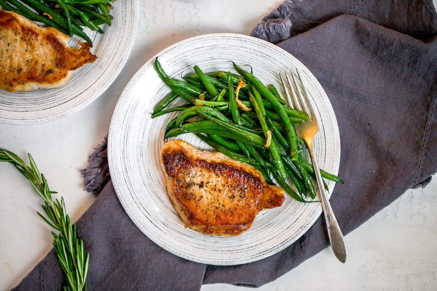 One Pan Pork Chops with Green Beans & Gravy