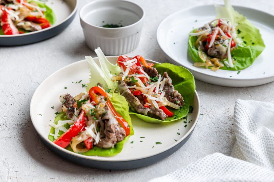 Keto Philly Cheesesteak Lettuce Cups