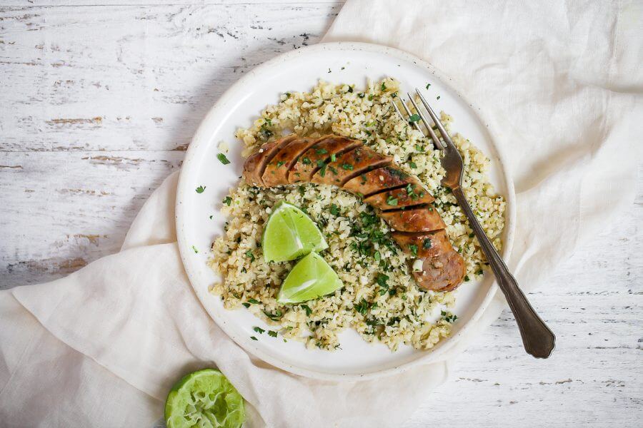 Keto Sausage and Cilantro Lime Rice