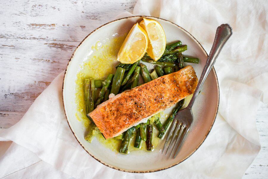 Keto Lemony Salmon Asparagus Sheet Pan Meal