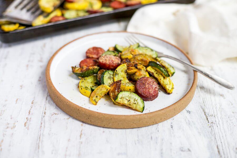 Keto Sausage and Zucchini Sheet Pan Meal