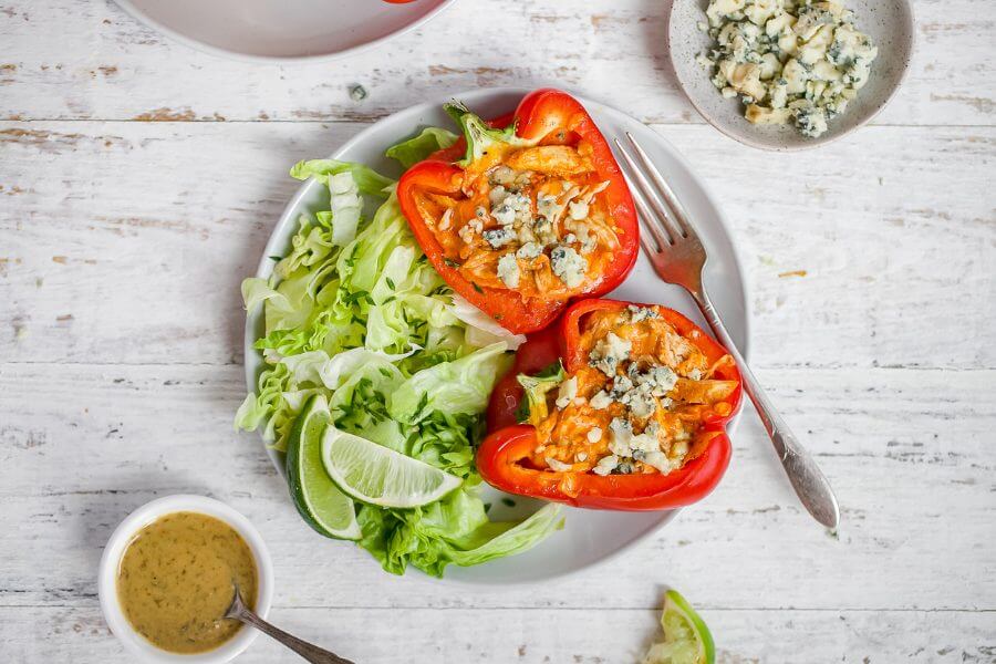 Keto Buffalo Chicken Stuffed Peppers