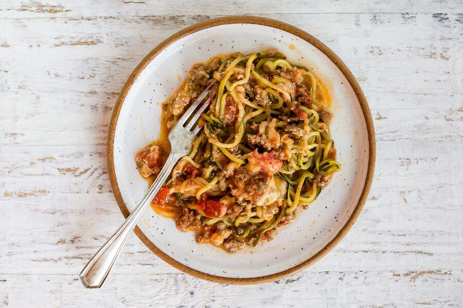 Keto Creamy Taco Zoodle Casserole