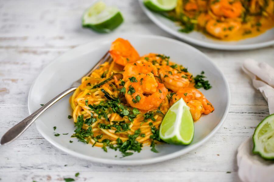 Keto Shrimp Curry Zucchini Skillet