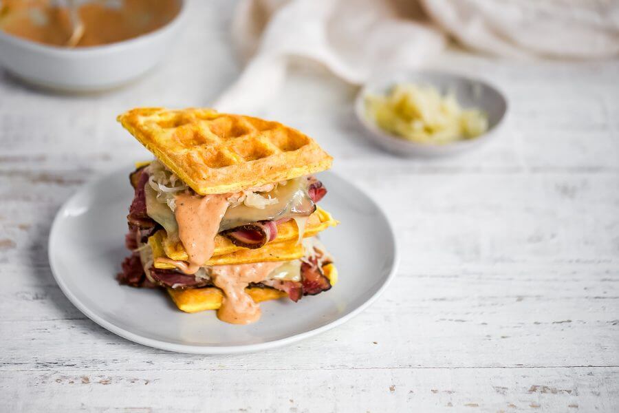 Keto Reuben Chaffle