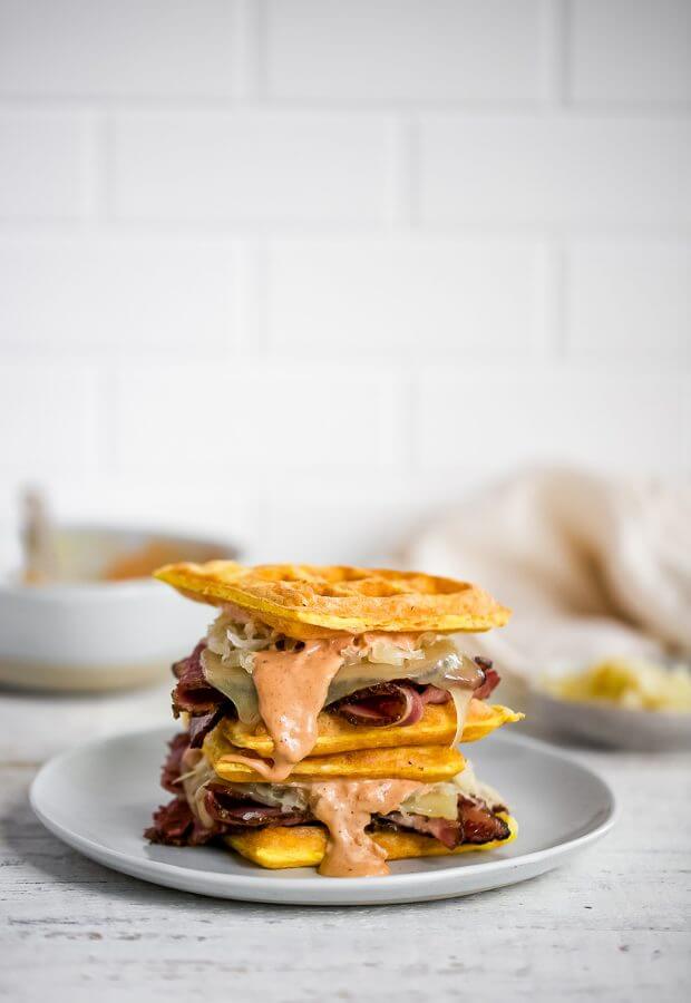 Keto Reuben Chaffles Long