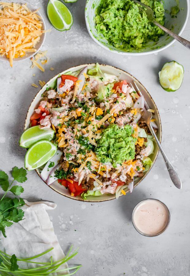 Keto Taco Salad w- Salsa &amp; Guac Long