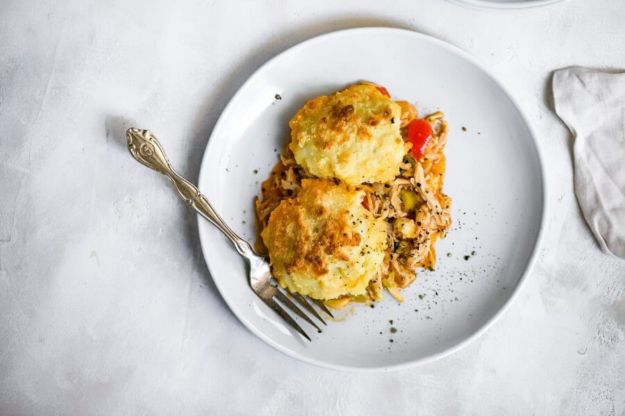 Keto Buffalo Chicken Skillet Pie