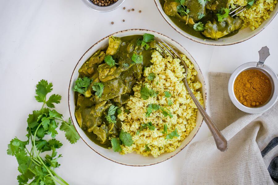 Keto Chicken Saag with Cauliflower Rice