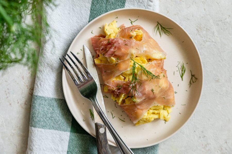 Keto Prosciutto Scrambled Eggs