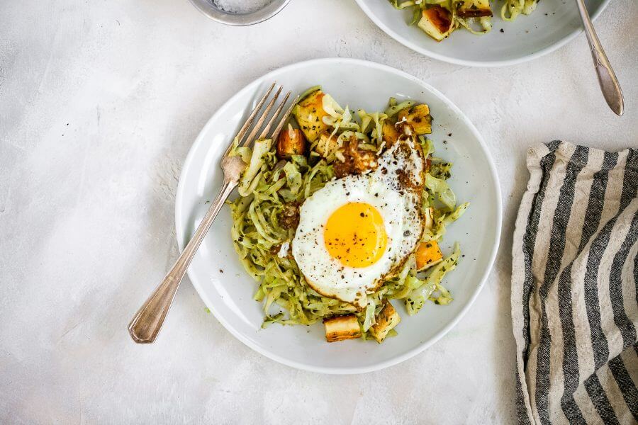 Keto Cheesy Cabbage Pesto Hash