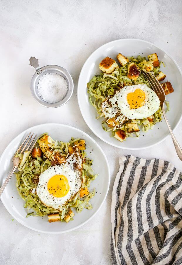 Keto Cheesy Cabbage Pesto Hash Long