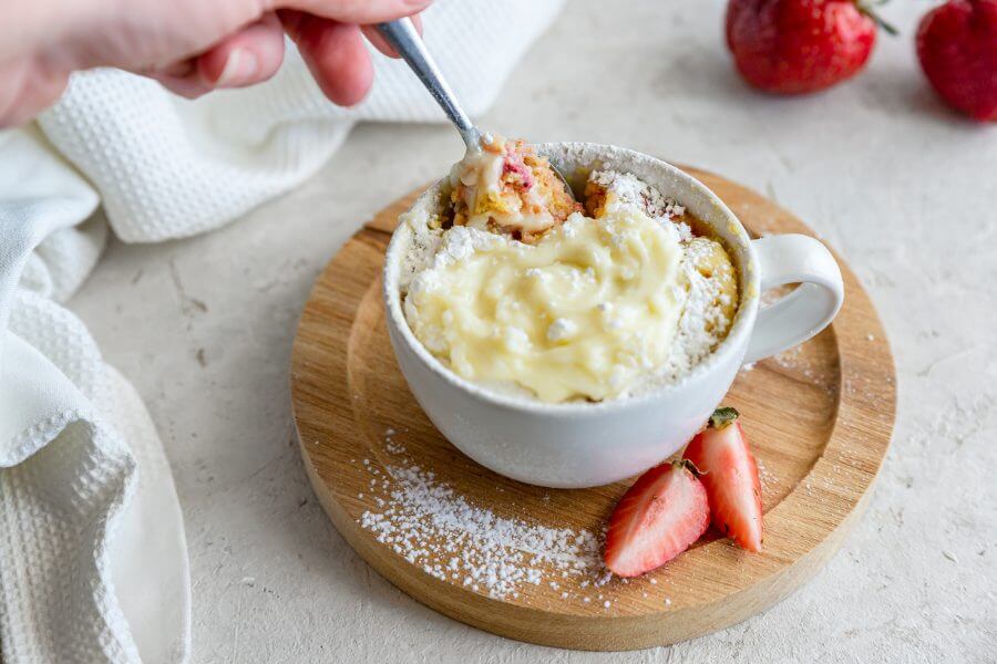 Keto Strawberry & Cream Mug Cake