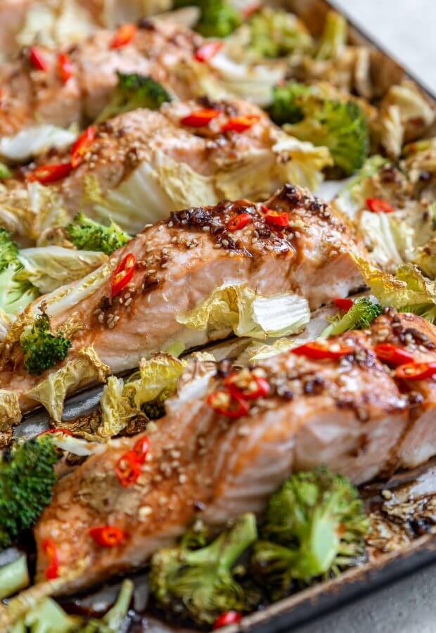 Keto Teriyaki Salmon with Veggies Long