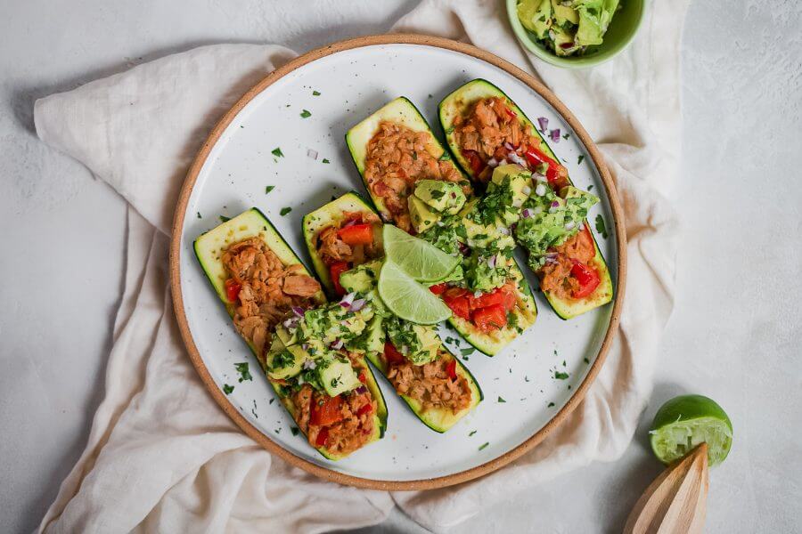 Keto Tuna Stuffed Zucchini