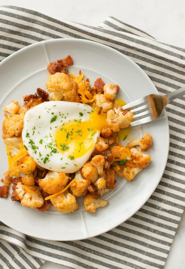 Keto Cauliflower &amp; Bacon Hash Long