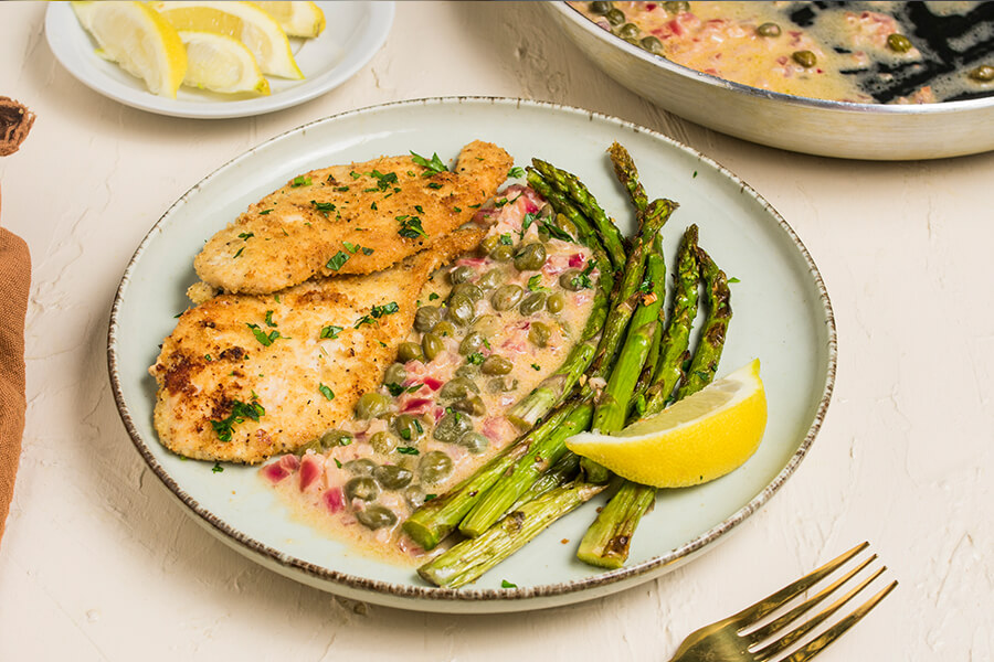 Keto Creamy Chicken Piccata with Asparagus