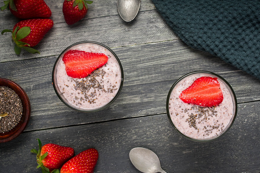 Keto Strawberries & Cream Chia Pudding