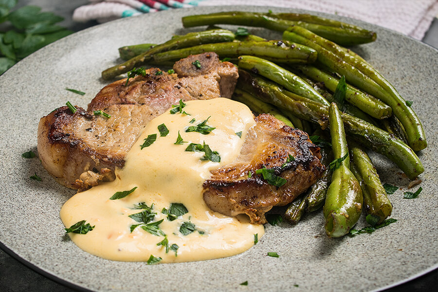 Keto Pork Chops with Cheese Sauce