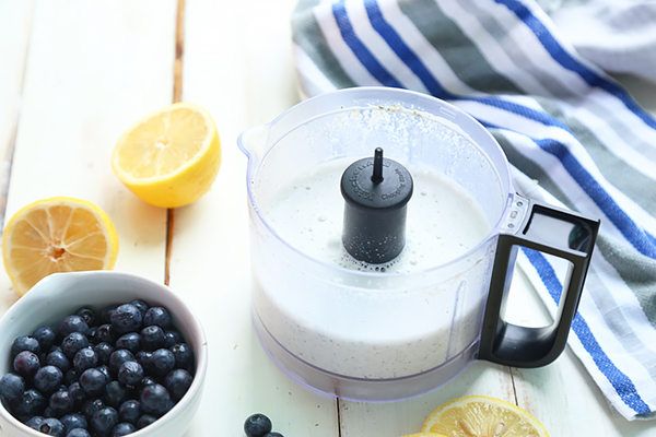 Hemp seed mixture blended smooth with glucomannan powder thickening the yogurt base