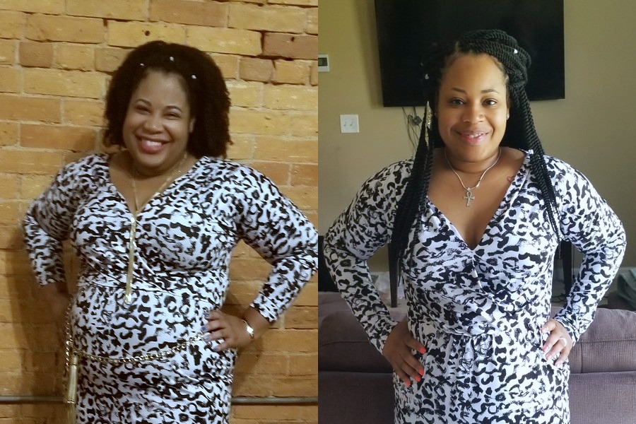 Porsche in the same dress before and after keto